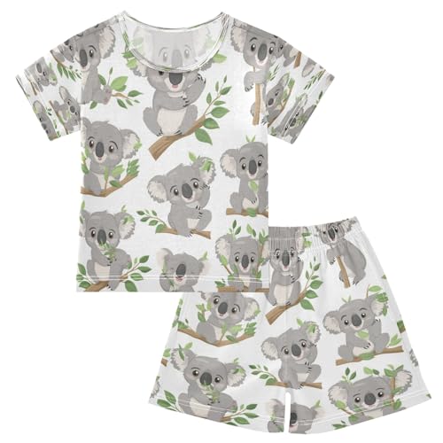 Koala in The Branch Kids Pjs Set Boys Girls Summer Short-Sleeve Sleepwear Pajamas 2PCS