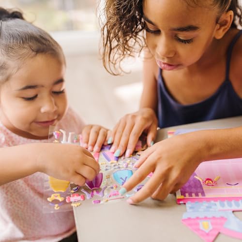 Image of Melissa & Doug Puffy Sticker Play Set - Princess, 67 Reusable Stickers with 2 Fold-Out Scenes, Restickable Fashion Activity Book, Mess Free Travel Toys for Kids Ages 4+, (Pack of 2)