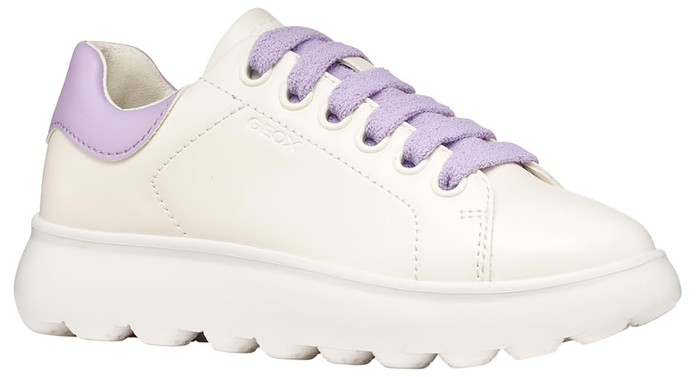 Geox J Puffypop Girl A Sneaker, White Lilac, 2.5 UK