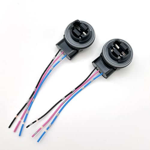 Slykew 2 PCS Car Brake Socket Replacements, Waterproof Soft Automotive Turn Signal Socket, Universal Vehicle Daytime Running Light Wire Harness Pigtail (Multicolored #3157B)