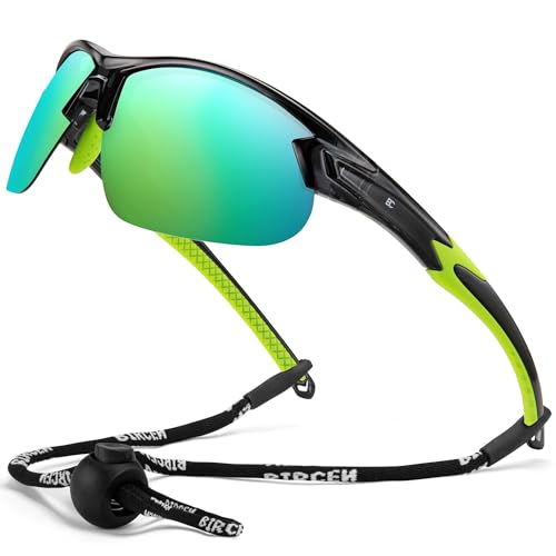 Image of BIRCEN Mens Polarized Sunglasses for Sports: TR90 Lightweight Sun Glasses Wrap Around Shades for Fishing Driving Cycling