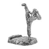Beaupretty Soporte para Teléfono de Resina Figura Kung Fu Plateado y Negro Base Antideslizante para Escritorio y Mesita de Noche, Accesorio Decorativo Funcional para Móvil y Tableta Pequeña