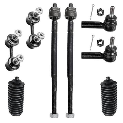 Image of Detroit Axle - 10pc Front Suspension Kit for Toyota Corolla Chevrolet Geo Prizm, Struts Sway Bars Inner Outer Tie Rods Boots Replacement Quick Install Ready Struts Shocks Assembly