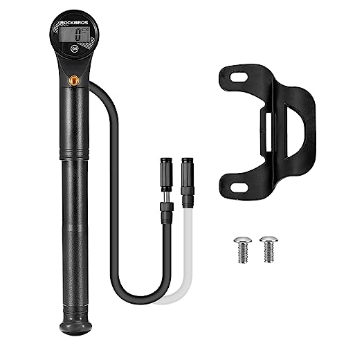 ROCKBROS Fahrradpumpe Luftpumpe Mini Pumpe Fahrrad Max. 320PSI Hochdruck Presta&Schrader Luftdruck Einstellbare Tragbare Zweitakt-Pumpe mit Elektronischer Druckanzeige für MTB, BMX, Rennrad