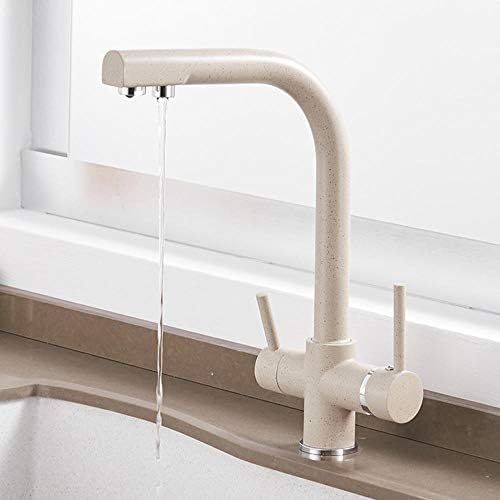 Robinet de filtre à eau à 3 voies pivotant à 360° coloris avoine pour évier