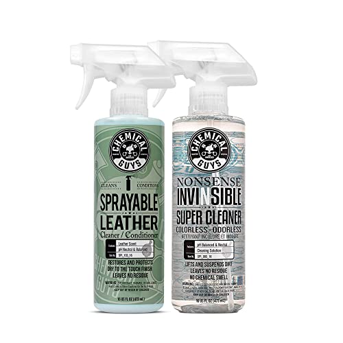 Chemical Guys SPI_103_16 Sprayable Leather Cleaner and Conditioner in One for Car Interiors, Leather Scent, 16 fl oz & SPI_993_16 Nonsense All Surface Cleaner 16 fl. Oz, Unscented