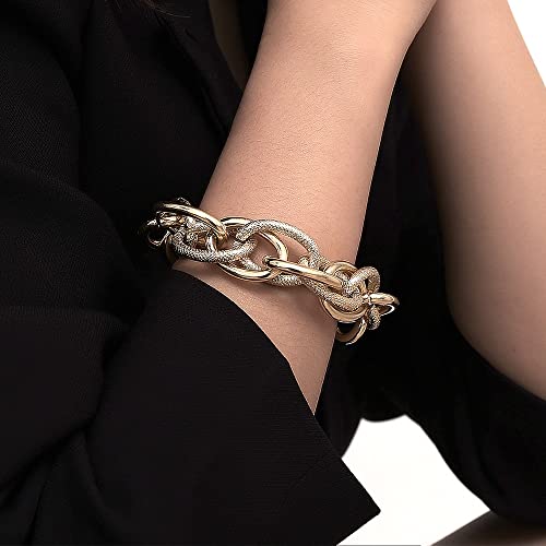 Mixed Color Exaggerated Twist Chain Bangle Bracelet Jewelry for Women Hip Hop Metal Chunky Thick Chain Bracelets Gifts 5938S (S4)3