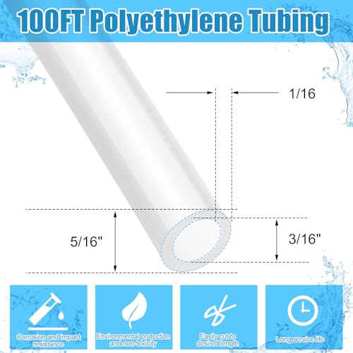 Image of Nuanchu 100ft Polyethylene Tubing, 5 /16 inch Od, 3 /16 inch Id, 1 /16 inch Wall, Transpare