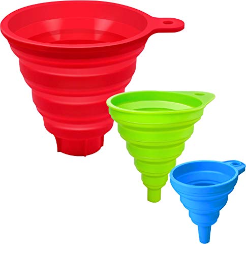 Kitchen Funnels Set of 3 Funnels for Kitchen Use Funnels for Filling Bottles and Jars Food Grade Silicone Funnel Set 3 Different Sizes Large Medium and Small