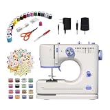 Stoigeld Sewing Machine for Beginners with 20Pcs Fabric & 32Pcs Sewing Threads Kit,Portable Sewing Machine with 12 Built-in Stitches & 2 Speed(High-Low Speeds)-SM-725