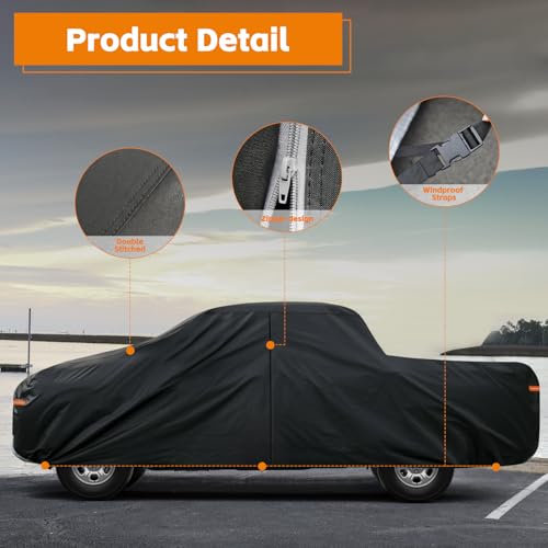 Image of Kayme Truck Cover Custom Fit Dodge Ram 1500(1994-2001) Regular Cab Short Bed. Full Exterior Heavy Duty Outdoor Pickup Truck Car Cover Waterproof All Weather.Car Tarp for Wind Sun Dust Protection.Black