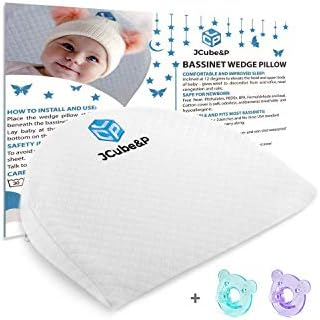 JCube&P Bassinet Wedge - Baby Bassinet Wedge Pillow with Cotton & Waterproof Covers