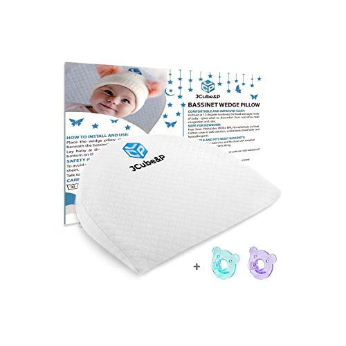 JCube&P Bassinet Wedge - Baby Bassinet Wedge Pillow with Cotton & Waterproof Covers