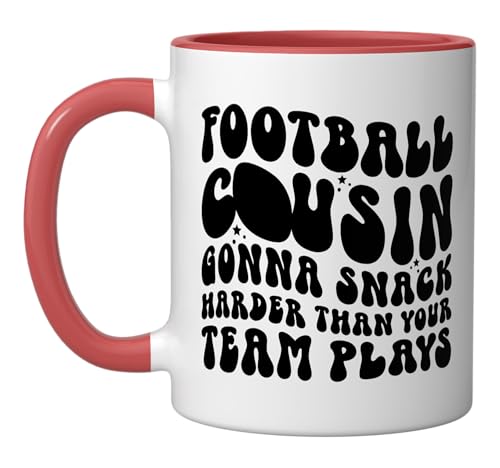 Groovy Football Cousin Of A Football Player Cousin Ceramic Mug, Red/White