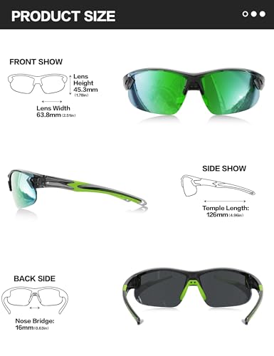 Image of BIRCEN Mens Polarized Sunglasses for Sports: TR90 Lightweight Sun Glasses Wrap Around Shades for Fishing Driving Cycling