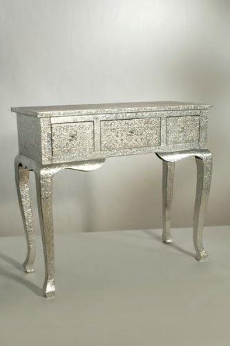 Silver Embossed 3-Drawer Console Table