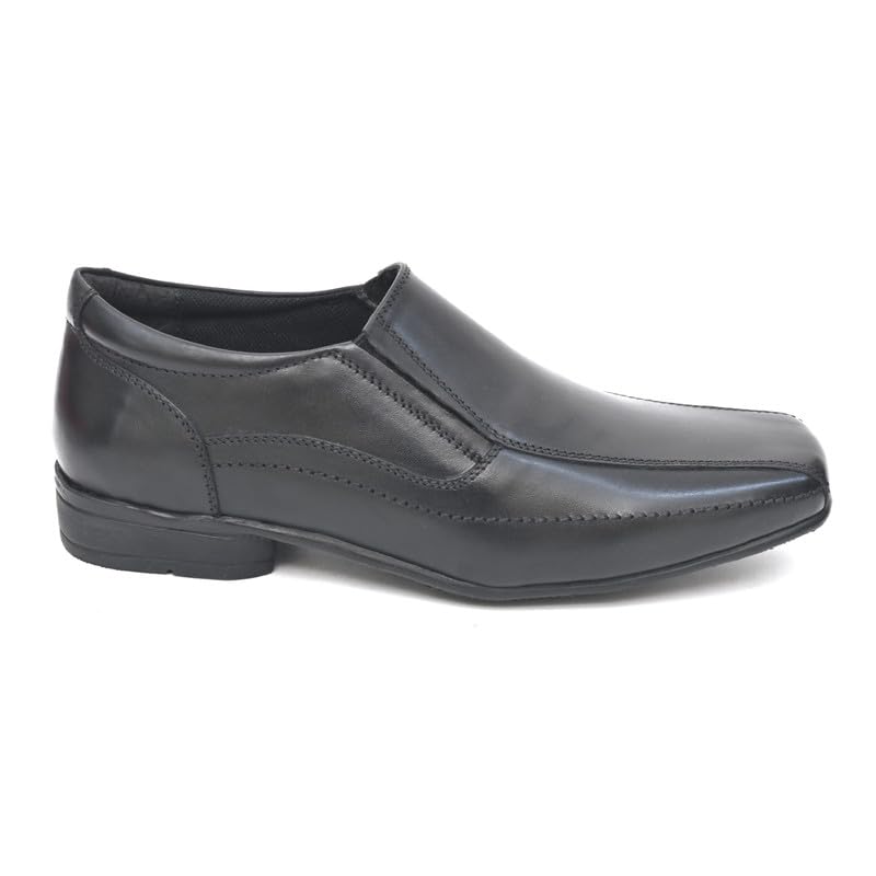 Fresh 1947 Feet Black Formal Leather School Shoes for Boys in Mocassin Style (AI-1300)