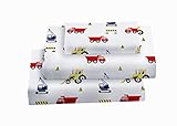 Softan Twin Bed Sheet Set for Kids, 3 PC Construction Printed Brushed Microfiber Kids Bedding Set, 1...