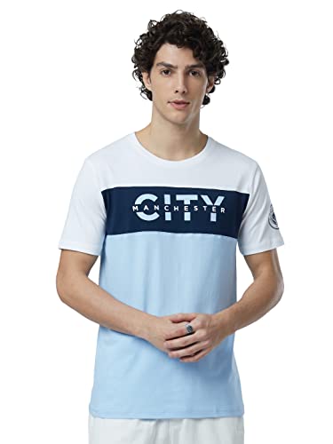 The Souled Store|Official Manchester City: Typography Mens and Boys T-Shirts|Half Sleeve|Regular fit Graphic Printed| 100% Cotton Multicolored Color Men T-Shirts