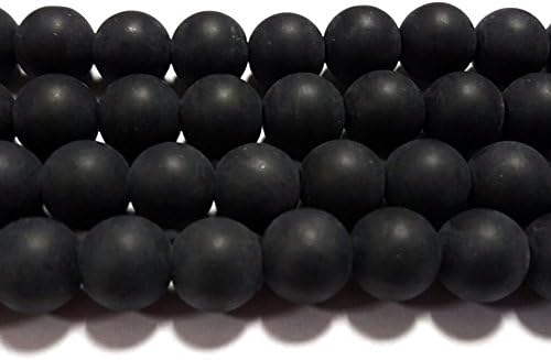Frosted Glass Beads Black Balls 12 mm Matt Strand Iced Pearl R58 - Image 3