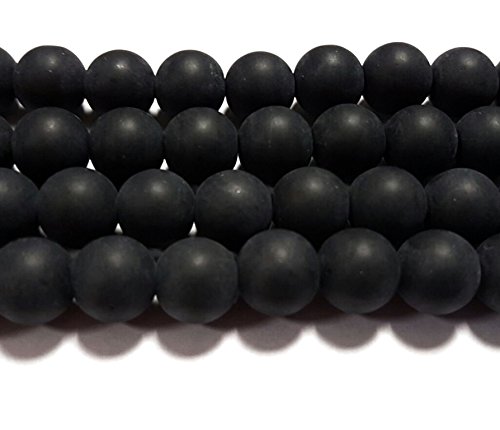 Perlin Frosted Glass Beads Ball Black Beads 10 mm Matt Strange Iced Pearl R60 - Image 3