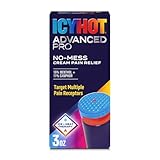 Icy Hot Advanced PRO Pain Relief No-Mess Cream with Massaging Applicator, Max Strength Pain Relief with Menthol 16% and Camphor 11% for Backaches, Joints, Muscle Strains and Arthritis, 3 oz