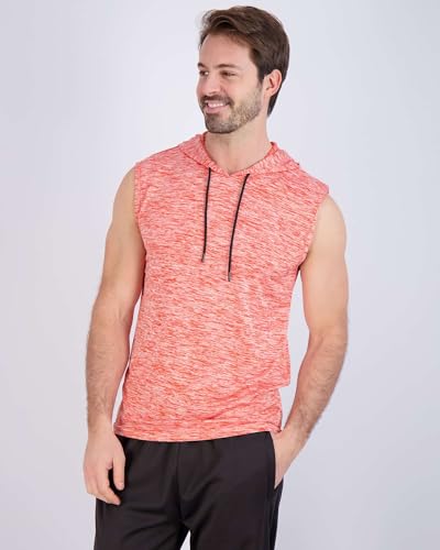 Real Essentials 3 Pack: Mens Dry-Fit Active Hooded Tank Top - Workout Sleeveless Hoodie Drawstring (Available in Big & Tall)2