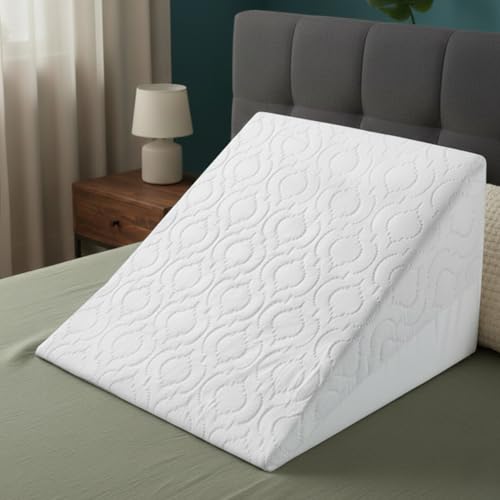 Laam linen Bed Wedge Pillow Cushion 20 x 18 x 11 Back Support with Premium Foam – Helps with Acid Reflux Back and Leg Pain, Snoring & Heartburn - Removable Washable Cover (White)