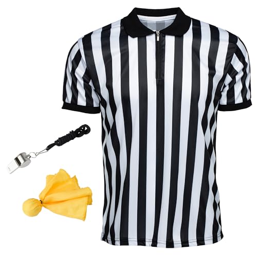Murray Sporting Goods Men's Referee Shirt Collared Bundle Kit - Referee Shirt, Flag & Whistle Halloween Costume (Large) by Murray Sporting Goods - Used condition - US$13.87
