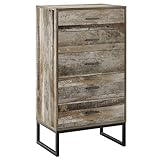 5 Drawer Dresser with Sturdy Metal Frame, Industrial Storage Organizer Unit with Slide Wide Chest of...