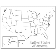 Hygloss Products Creative Learning Poster - U.S.A. Map - Art Activities for Classroom, Kids Camps, Events, Parties & More - Black Design on White Paper - 17 x 22 - 24 Posters per Pack,30147