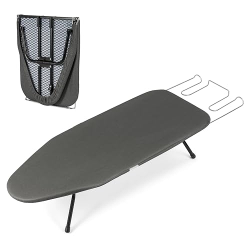 GREENSAPPIRE Tabletop Ironing Board Table Top Ironing Board with Iron Rest Small Foldable Ironing Table, Portable Ironing Table Non-Slip Folding Legs, for Apartments, Dorms, 82x32 cm (Gray)