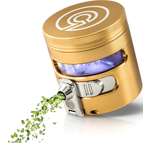 MANUAL Grinder AUTOMATIC Dispenser Large 2.5\" Aluminum Alloy, for HOME & KITCHEN ONLY (Gold)