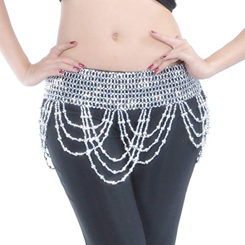 Yefree Bauchtanz Damen Performance Mode Runde Perlen Aushöhlen Taillenkette Cover