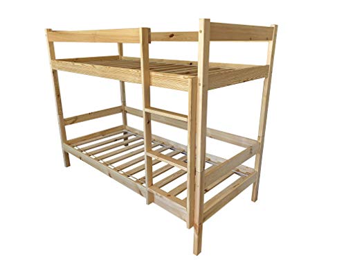 All4All Doppelstockbett - 90x200 - Kinderbett - Hostelbett - Jungendbett - Etagenbett - Stockbett - Doppelbett Massivholz - Kiefer - Jugendbett -...