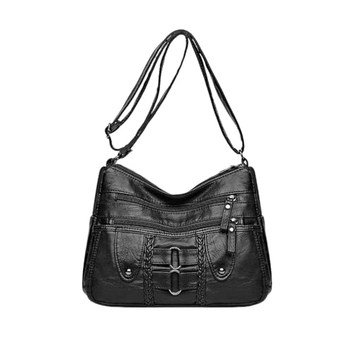 NICOLE & DORIS Bolso de Hombro Bolsos de Mano Impermeable PU Cuero con Correa Ajustable Bolsos Bandolera Mujer con Múltiples para Trabajo Compras Viajes Negro