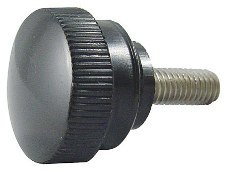 3/4 dia., 1/4-20 thds., Stud 1/2 Lg., Black Phenolic Knurled Plastic Knobs Stainless Stud (1 Each)