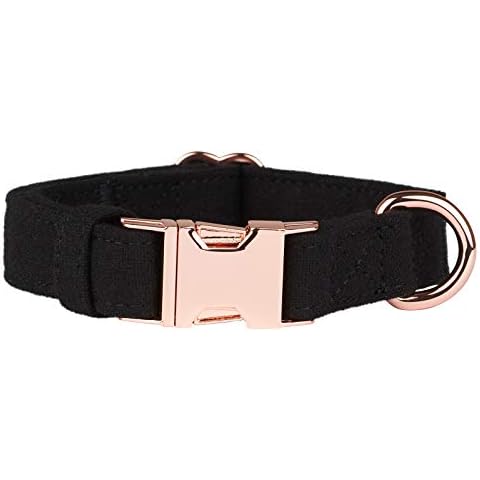 Thoroughbeds Black Tweed Dog Collar with Rose Gold Buckle - Small Cover