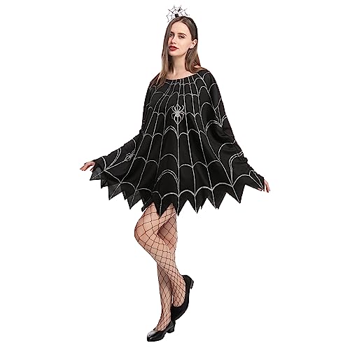 Spooktacular Creations Spinnennetz-Kleid-Poncho-Kostüme mit Spinnenstirnband für Halloween-Ankleideparty-Cosplay (Standard)