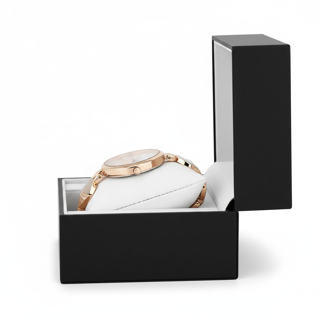 styledose Women’s Elegant Silver-Tone Bangle Watch Women Analogue Wrist Watches for Women's & Girls&Ladies Diamond Studded Rosegold Stylish Bracelet Strap (Rose Gold) 4