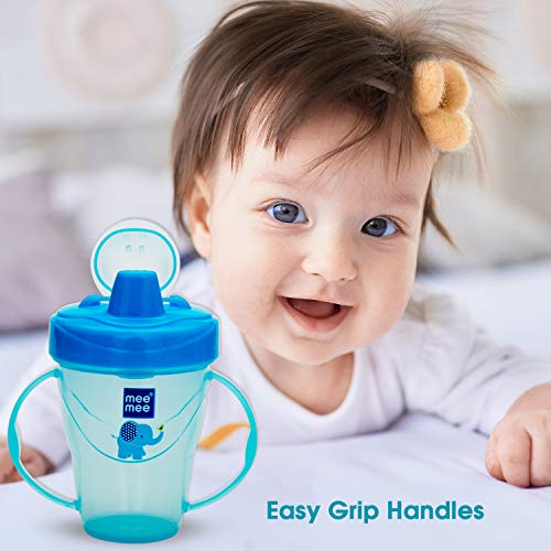 Mee-Mee-Plastic-Easy-Grip-BPA-Free-Anti-Spill-Sipper-Cup-with-Twin-Handle-Spout-for-Baby-Blue-180ml