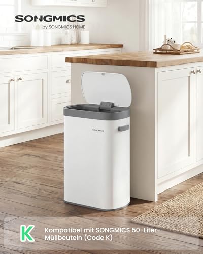SONGMICS Mülleimer mit Sensor, 50 L, Softclose-Deckel, Stahl – Ansicht 2