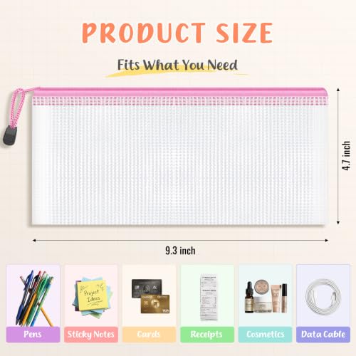 Image of Smarpau 72 Pack Pencil Pouches, A6 Waterproof PVC Pencil Bags, 12 Colors Mesh Zipper Pouches for School Supplies, Classroom Organisation, Office Documents & Travel Storage