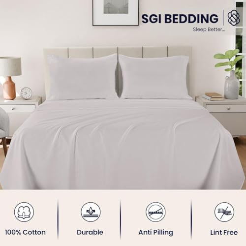 Image of SGI bedding RV King Sheets Luxury Soft 100% Egyptian Cotton - Sheet Set for RV King 72x80 Mattress Silver Gray Solid 600 Thread Count Deep Pocket