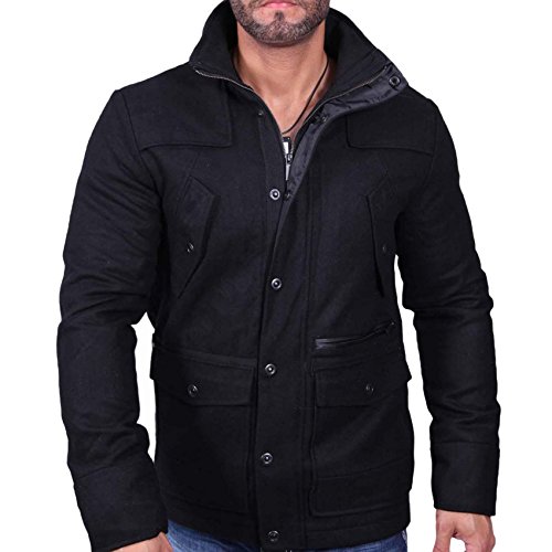 Baxboy AKS Hombre Otoño Chaqueta Abrigo de Invierno para & Trenchcoat Abrigo Corto Negro 936 Negro Large