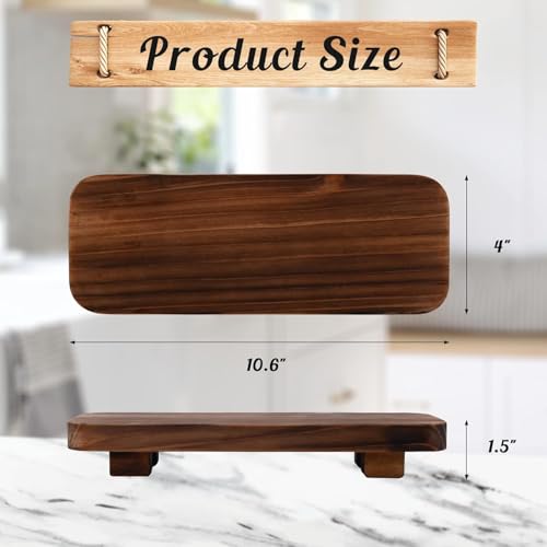 Image of Wood Riser Wooden Inch Decorative Pedestal Stand Tray Displays Decorations for Rustic Home and Kitchen Decor - Pack of 3(Brown - 10.6x4x1.5 Inch)