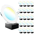 Sunco 20 Pack 6 Inch Ultra Thin LED Recessed Ceiling Lights Slim Selectable 2700K, 3000K, 4000K, 5000K, 6000K, Dimmable 14W, Canless Wafer Thin with Jbox
