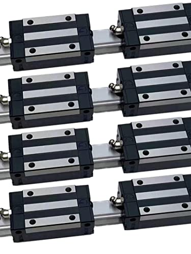 Coavoo HG25 CNC Linear Rail 4PCS HGH25 116.14 inch / 2950mm Length 25mm Width Square Linear Slide Guideway Rail + 8PCS HGH25 CA Carriage Bearing Slider Sliding Block Kit for DIY CNC Routers