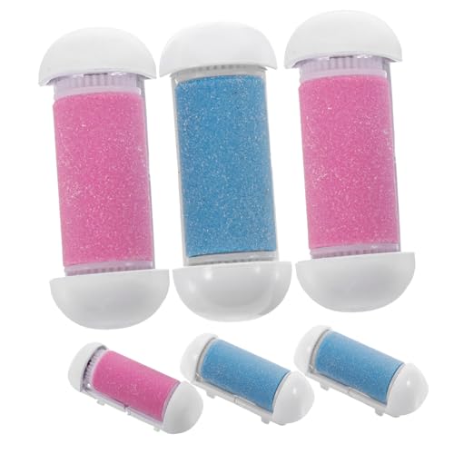 OFFIGAM 6個 磨脚器配 電動足ケア用交換ローラー 防水プラスチック製 肌にフィットしやすい 滑らかな とたこ取り用 ピンク ブルー