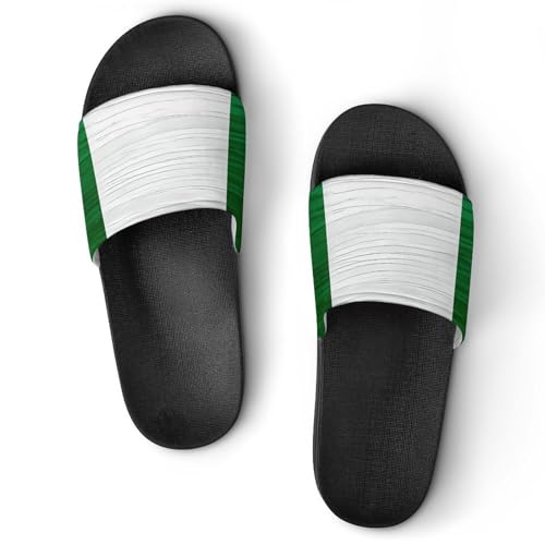 Wooden Nigeria Flag House Slippers for Women Men Lightweight Open-toe Slide Shoes for Bathroom Swimming Beach